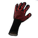 1pc Heat Resistant Silicone BBQ Gloves for Baking, Outdoor Cooking, Red Flame