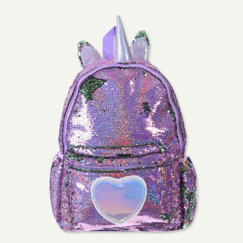 Cute Heart Sequins Travel Backpacks Women Shoulder School Bags (Purple) A