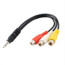 3.5mm Male Plug to 3 RCA Female Audio Video AV Cable 22cm