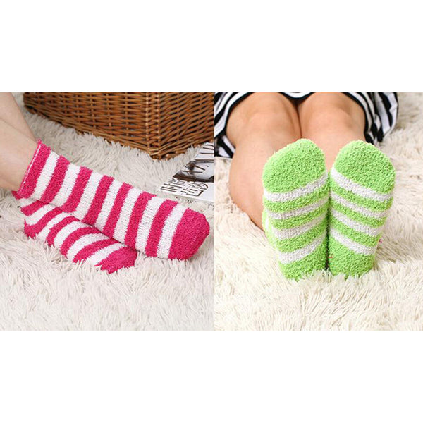 Women Girls Winter Bed Socks Solid Fluffy Warm SoLJ Thick Home Candy Color LJ