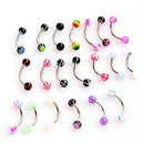 20pcs Colorful Stainless Steel Ball Barbell Curved Eyebrow Rings Bars Tragu