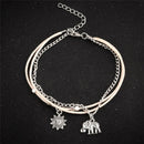 Bohemia Elephant Sun Pendant Anklet Foot Chain Anklet Barefoot Beach Jewelry JR