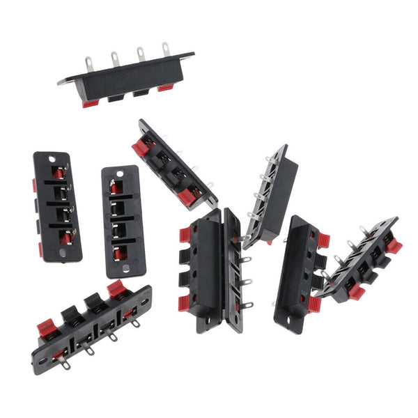 4 Way Speaker Terminal Strip Block Push Release Connector, Audio Cable Clip