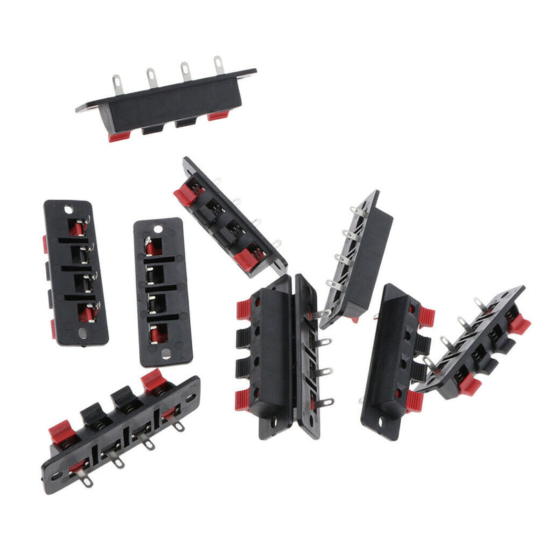 4 Way Speaker Terminal Strip Block Push Release Connector, Audio Cable Clip