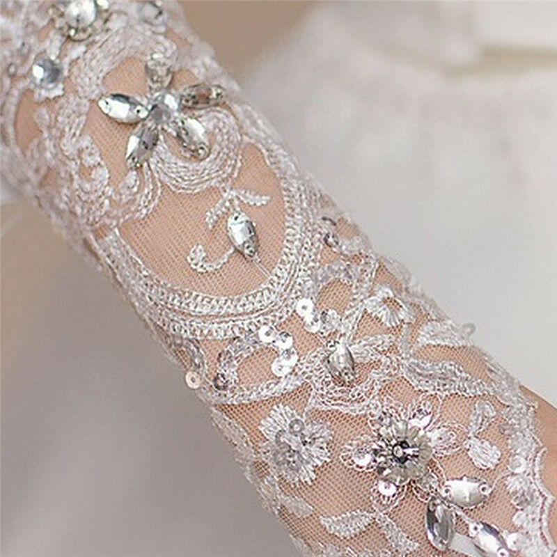 Bride White Gloves Beads Embroidery Beaded Short Wedding Dress Bridal Gloves Gw