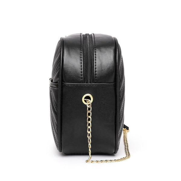 Women Simple Leather Crossbody Bag Chain Shoulder Messenger Handbag (Black) A#S