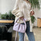Retro Women Tote Bag Soft PU Shoulder Handbag Female Cloud Clutch (Purple) A