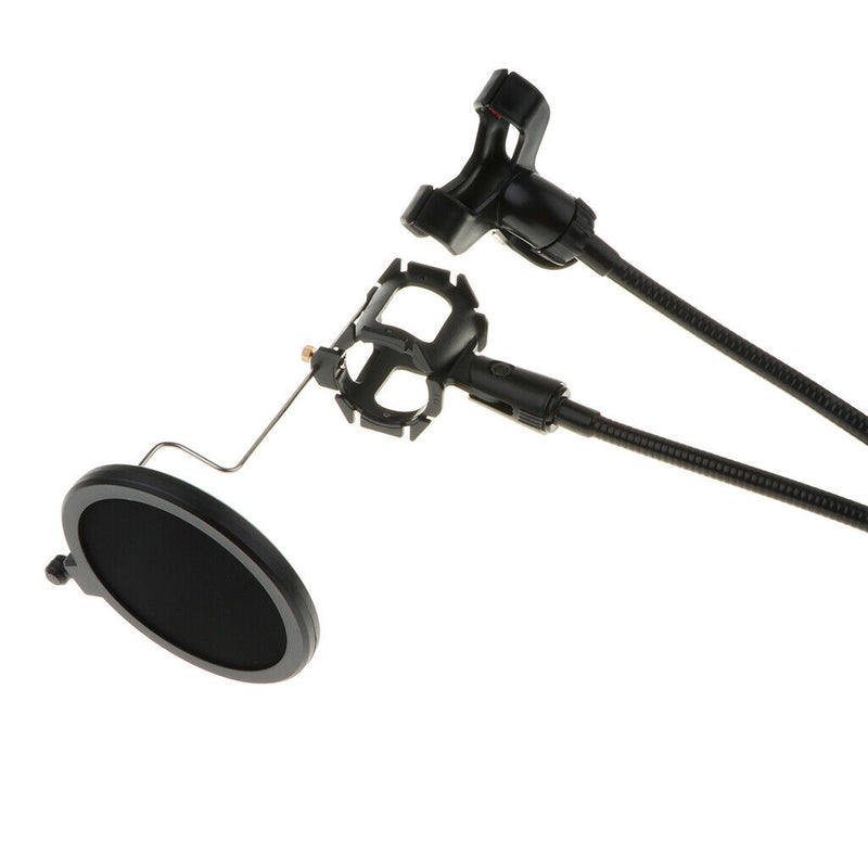 Smartphone 2 In 1 Desk Microphone Mic Recording Stand With Anti-spray Net