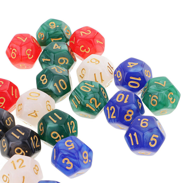 Pack of 50 D12 Dice 16mm Multicolored Die with Dice Bag for Children Kids Xmas