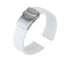 Waterproof Silicone Watch Strap Band Deployment Buckle 22mm---White N5M2