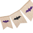 Halloween Bat Burlap Bunting Hessian Jute Fabric Banners Flags Bar Pennant A