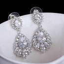 Elegant Chandelier Cubic Zirconia Long Big Crystal Bridal Drop Earring For