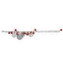 Women Lady Jewelry Beads Round Flowers Bracelet Watch Christmas Gift, red D9A5