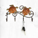 Cast Iron Tortoise Hanger with 4 Hooks, Decorative Wall Hook Rack for Coats,