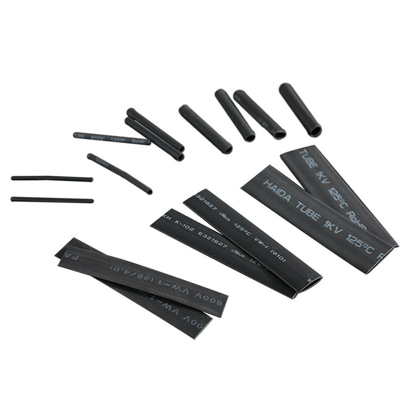 328x Black Weatherproof 2:1  Shrink Sleeving Tubing Tube Assortment Kit