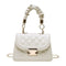 Lattice Pattern Shoulder Bags Women PU Pleated Chain Small Handbag (Beige)
