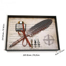 Retro Classical Feather Dip Pen Fountain Pen Ink Bottle with 3 Nibs Station