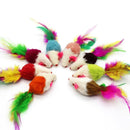 2x Small Soft Plush False Mouse Cat Pet Toys Colorful Feather Pet Playing Toys D