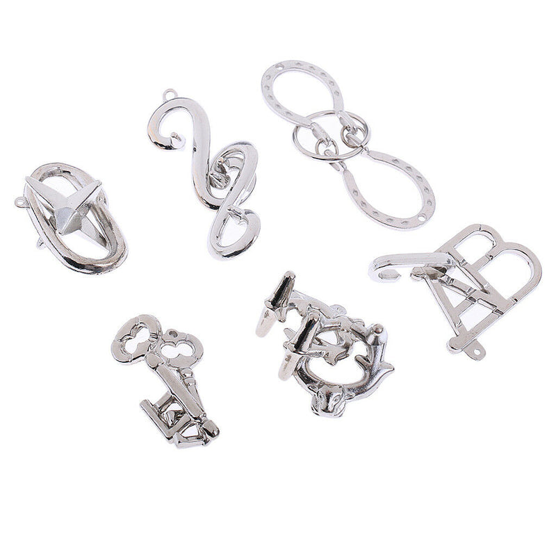 6pc IQ Test Toys Wire Puzzles Mind Game Brain Teaser Magic Puzzles Game DIY