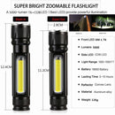 LED Flashlight USB Rechargeable T6 torch Side COB Light tail magnet Work Light