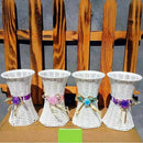 Artificial Plastic Rattan Flower Vase Roses Floral Storage Round Basket Hom