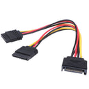 SATA Power 15-pin Y-Splitter Cable Adapter Male to Female for HDD Hard Drive JR
