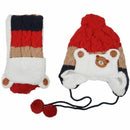 Kids Warm Winter Cap Child Hood Scarf Wool Hats - Red X5P4