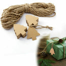 100x fir tree cardboard kraft label with jute cord 5.3x6cm for hanging writ J6Z9