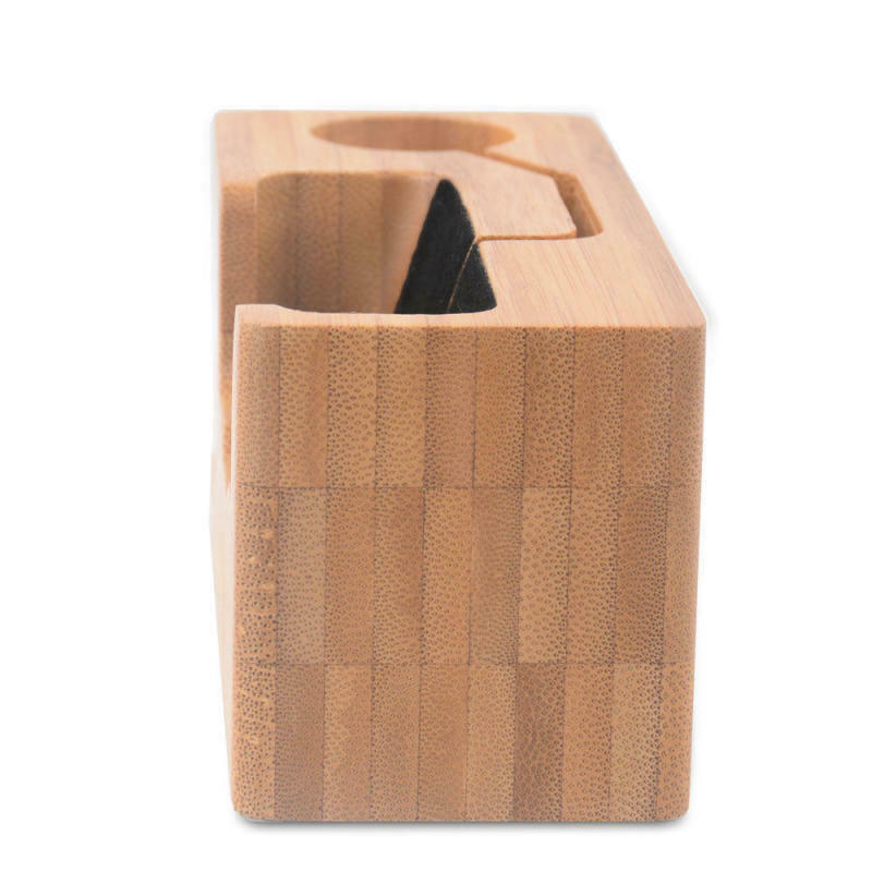 Bamboo Cell Phone Charging Dock Station Charger Holder Stand For Watch NOS