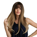 24'' Inches Fashion Ombre Brown Wigs, 2 Tone Color, Long Natural Straight Heat