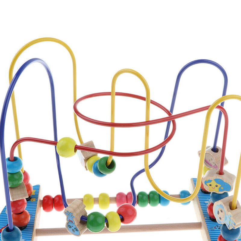 Wooden Space Bead Maze Roller Coaster, Activity Cube Educational Abacus Beads