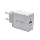 EU Plug QC3.0 USB Charger Square Wall Phone Tablet Charging Adapter (White) A