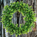 Green Boxwood Door Wreath for Holiday, Crafts,or Decor Measures 15" Plus