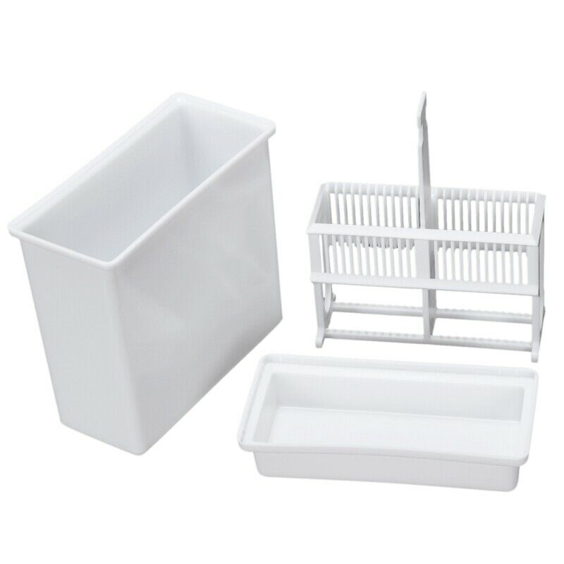 2 in 1 White 24 Pieces Microscope Slides Staining Rack Dish Set H4Q1