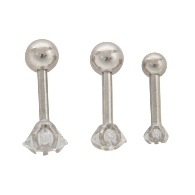 1 Set Of 3 Size 316L Surgical Steel Stars Clear Zirconic Cartilaginous Ear