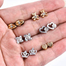 36 Pairs/Set Earrings Mini Crystal Flower Metal Ear Stud Women Wedding Jewelry