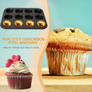 12 Cups Baking Mold Non Stick Cake Biscuit Dish Tray Carbon Steel Bakeware
