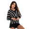 New Autumn Winter Female Tops Blouses Sweater Stripe Batwing Sleeve Long SleJ7M8