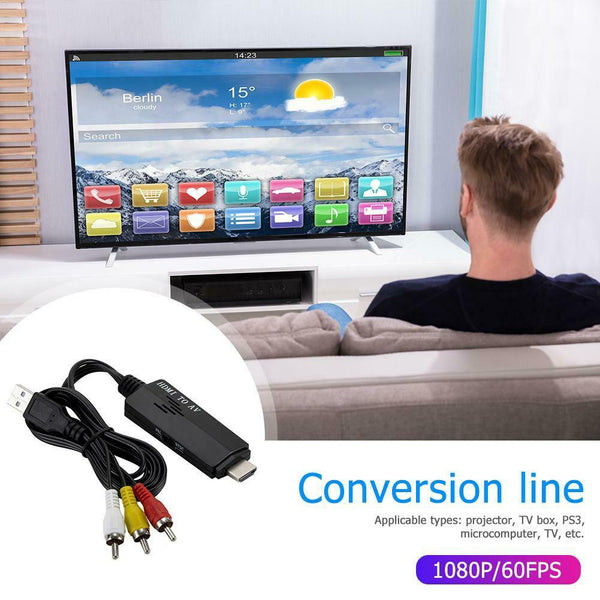 1080P HDMI to RCA Convert Cable Male to 3RCA AV Composite Male Adapter Cord #gib