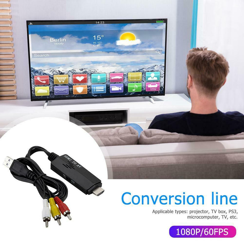 1080P HDMI to RCA Convert Cable Male to 3RCA AV Composite Male Adapter Cord