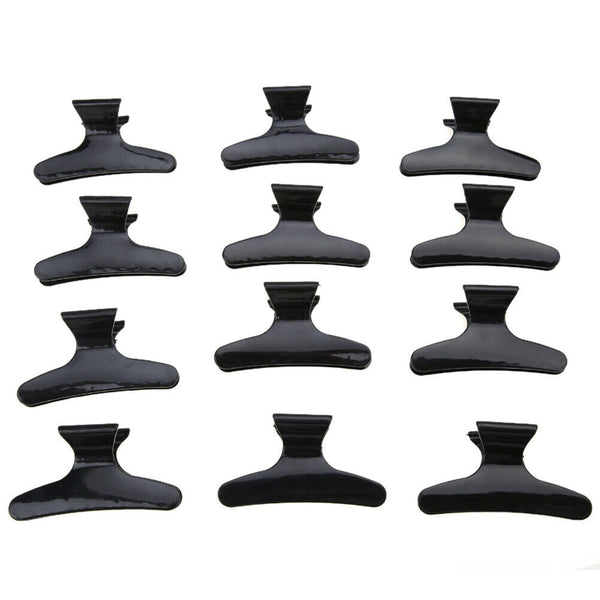 12pcs Salon Hairdressing Clips Black Butterfly Hair Styling Section Clamp #gib