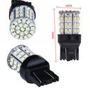 2X T20 W21W 7443 7440 LED 64-SMD 1206 Tail Stop Brake Light Bulb Lamp White ME