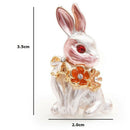 Pink Rabbit Flower Wrench Enamel Brooches Women Men Alloy Rhinestone Animal L9K8