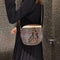 Fashion Woolen Messenger Bag Women Semicircle Wide Zip Shoulder Bags (Red)