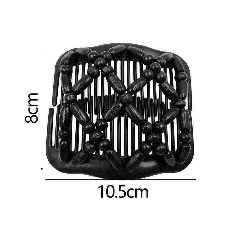 Women Magic Variety Hair Comb Imitation Wood Double Row M9S4 In Bead Change Y7Q4