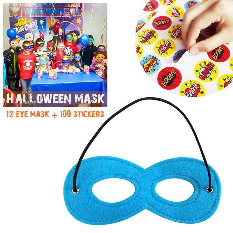 2Pcs Felt Masks + 100 Stickers Set For Kids Halloween Costume Birthday Party