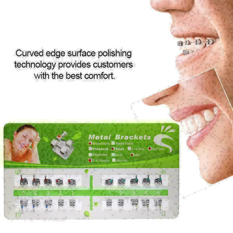 20 X Dental Metal Brackets Brace Orthodontic Standard MBT 345 New 022 hooks N8O4