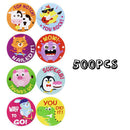 500Pc Cartoon Animal Reward Encouragement Waterproof Stickers Roll Toys ForSEAU