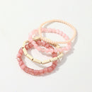 4Pcs Multicolor Crystal Strand Beads Bracelets For Women Beads Peach-Bracel