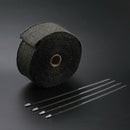 5m*5cm Black High Temp Exhaust Magma Manifold Heat Wrap & 4 Stainless Steel Ties